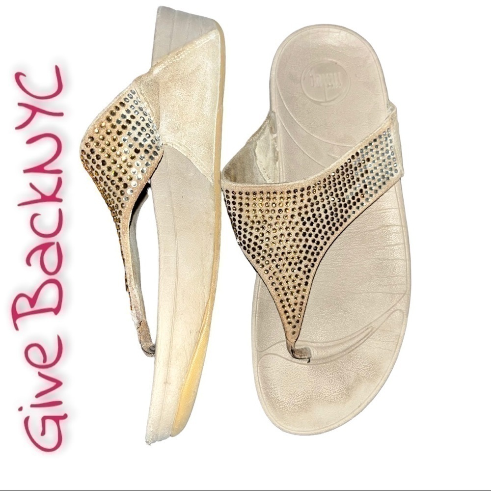 Fitflop Rhinestone Platform Flip Flops Size 9